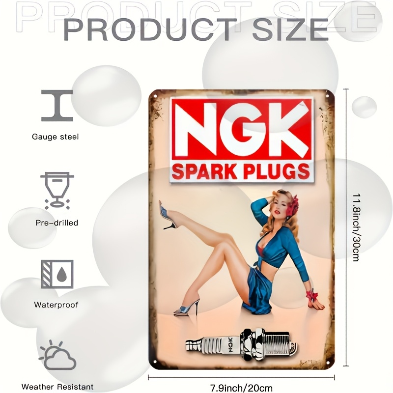 Spark Plug - Metalowy znak w stylu vintage przedstawiający