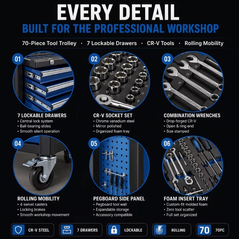 Wytrzymała wózka narzędziowa,  – Socket Set recenzja i cena
